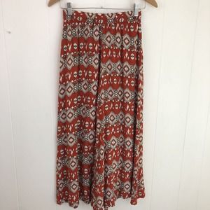 Rust Festival Pants Small Boho Palazzo Wide Leg Pants Elastic Waist 26‎ by Indi